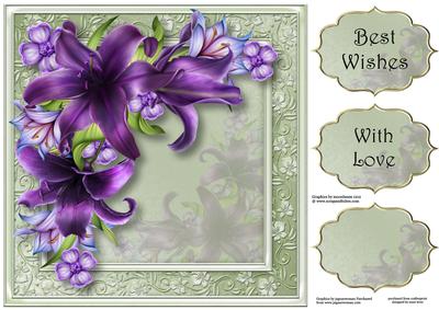 Gorgeous Dark Purple Lilies 8x8 Quick Topper