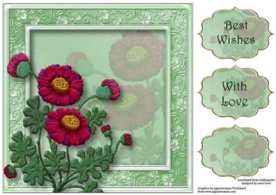 Fabulous Purple Enamel Flowers 8x8 Quick Topper