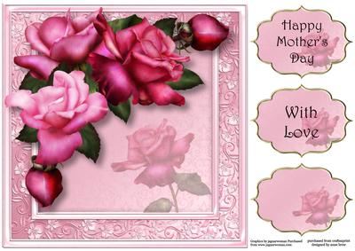 Sumptuous Pink Roses 8x8 Quick Topper