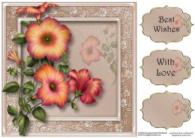 Pretty Vintage Petunias 8x8 Quick Topper