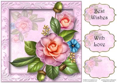 Beautiful Camelia Blooms 8x8 Quick Topper