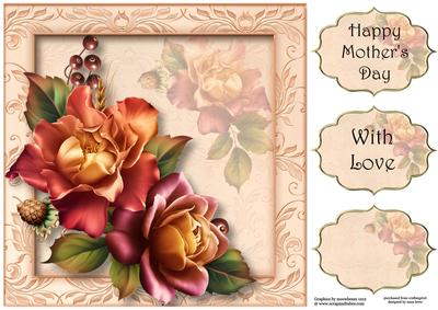 Beautiful Blush Roses 8x8 Quick Topper