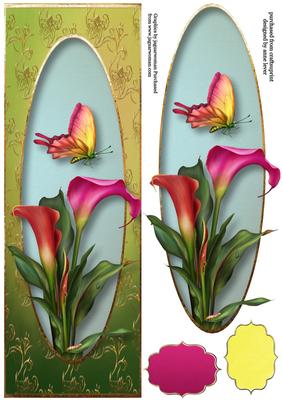 Large Dl Hot Calla Lilies & Butterfly