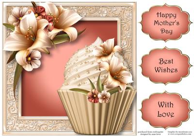 Ivory Lilies Cupcake 8x8 Quick Topper