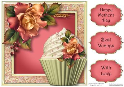 Blush Roses Cupcake 8x8 Quick Topper