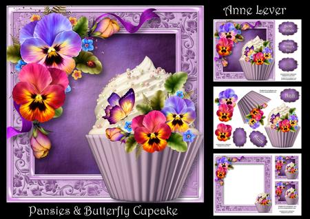Pansies & Butterfly Cupcake Mini Kit