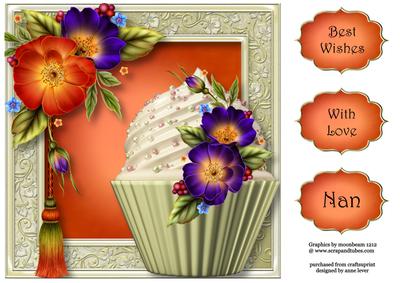 Wild Roses Cupcake 8x8 Quick Topper