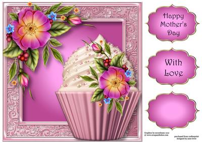 Beautiful Wild Roses Cupcake 8x8 Quick Topper