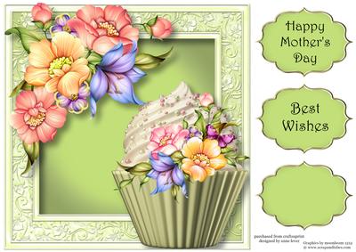 Fabulous Flora Cupcake 8x8 Quick Topper