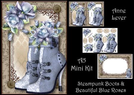 Steampunk Boots & Beautiful Blue Roses Mini Kit