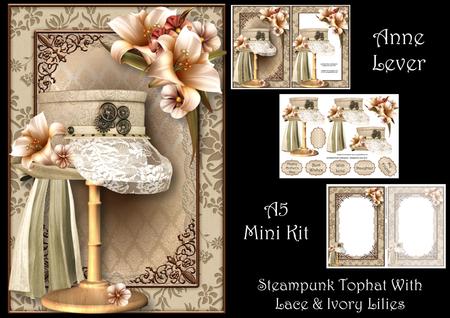 Steampunk Top Hat with Lace & Ivory Lilies Mini Kit