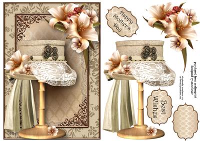 Steampunk Top Hat with Lace & Ivory Lilies