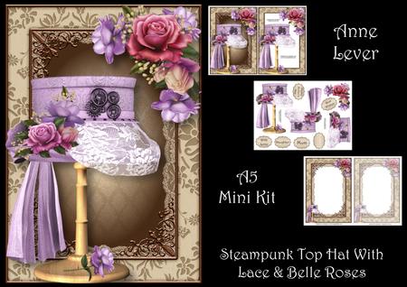 Steampunk Top Hat with Lace & Belle Roses Mini Kit