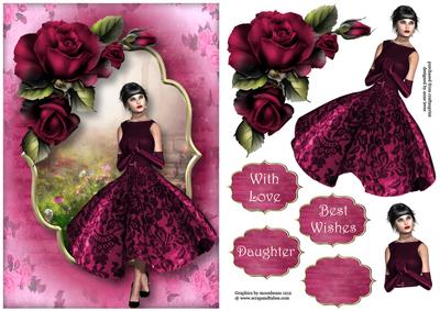 Elegant Black Dress & Magenta Roses