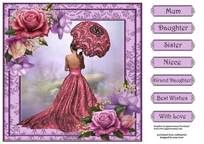 Belle Roses & Parasol 8x8 Quick Topper