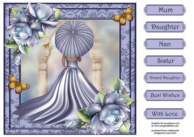 Beautiful Blue Roses & Parasol 8x8 Quick Topper