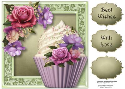 Belle Roses Cupcake 8x8 Quick Topper