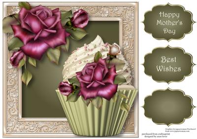 Antique Roses Cupcake 8x8 Quick Topper
