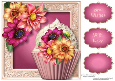 Dahlia Cupcake 8x8 Quick Topper