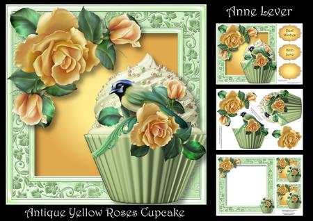 Antique Yellow Roses Cupcake Mini Kit