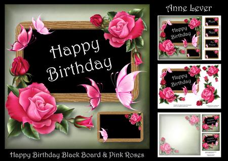 Birthday Black Board & Pink Roses
