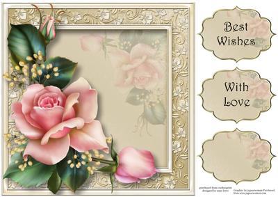 Pink Downton Decor Roses 8x8 Quick Topper