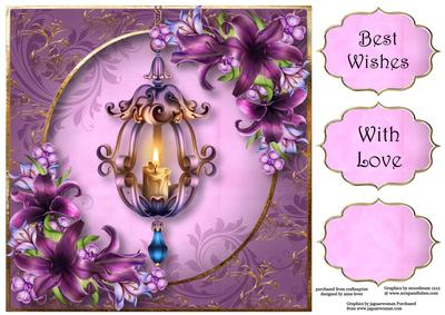 Purple Lilies Candle 8x8 Quick Topper