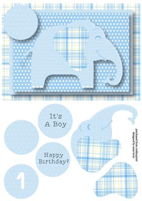 Baby Elephant in Blue A5