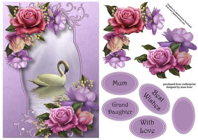 Beautiful Swan with Belle Roses A5