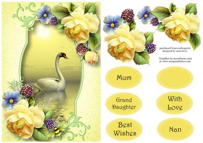 Beautiful Swan with Yellow Roses A5