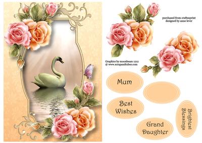 Beautiful Swan with Rosy Glow Roses A5