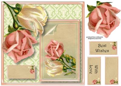 Shabby Chic Roses 8x8 Quick Topper