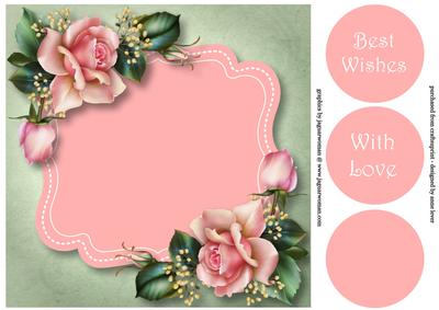 Pale Pink Roses - Blank - 8x8 Quick Topper