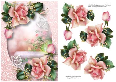 Lace Butterflies & Pale Pink Roses