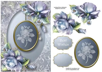 Lace Rose Pendant & Beautiful Blue Roses