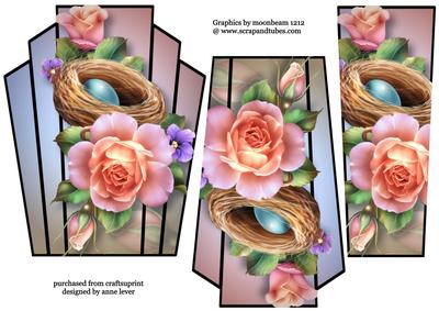 Art Deco Stacker Topper - Spring Roses & Bird Nest