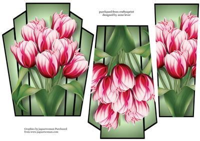 Art Deco Stacker Topper - Striped Pink Tulips