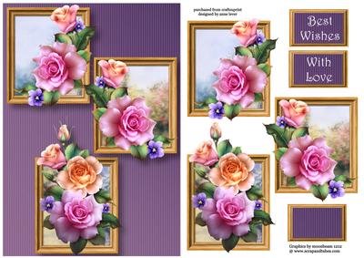 Pink & Peach Spring Roses Frame Trio