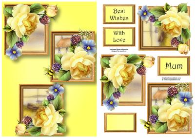 Yellow English Roses Frame Trio