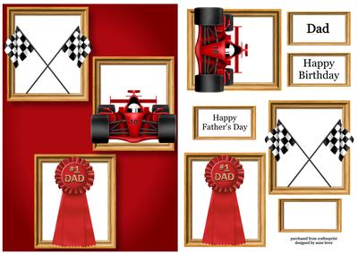 Red Race Car Dad - Frame Trio
