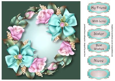 The Tiffany Rose Wreath 8x8 Quick Topper