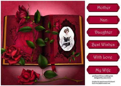 Book of Scarlet Roses 8x8 Quick Topper