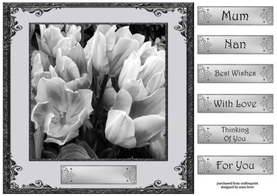 Floral Monochrome 4 8x8 Quick Topper