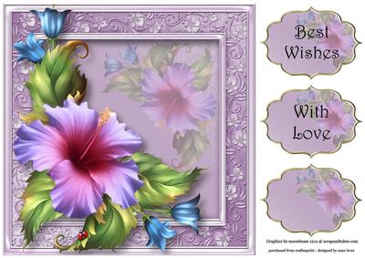 Beautiful Hibiscus in Purple 8x8 Quick Topper