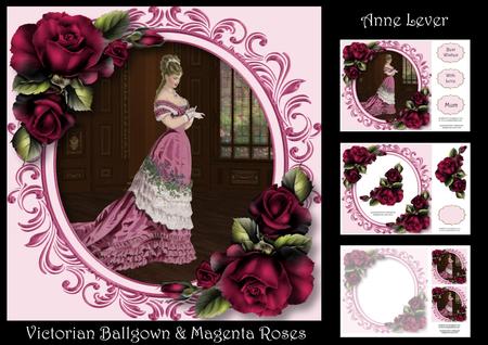 Victorian Ballgown & Magenta Roses