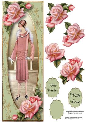 Fabulous Flapper & Pink Roses Large Dl
