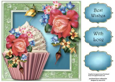 Rosey Posey Cupcake 8x8 Quick Topper