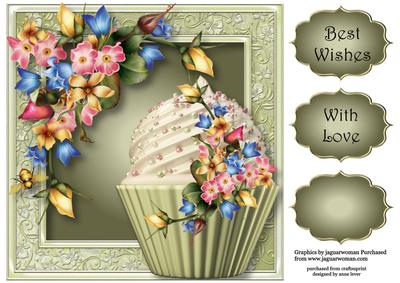 Summer Flowers Cupcake 8x8 Quick Topper