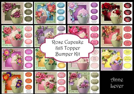 Rose Cupcake 8x8 Bumper Kit (15 Cards)