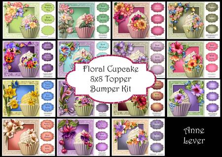 Floral Cupcake 8x8 Bumper Kit (15 Cards)